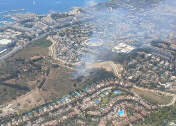 El INFOCA trabaja en la extinción de un incendio forestal cerca de la Plaza de Toros de Marbella