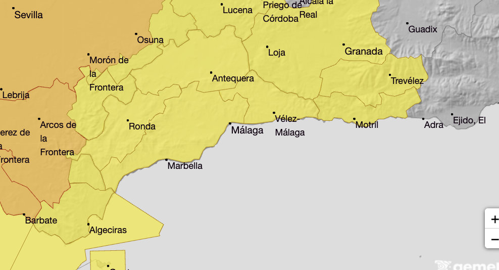 La Aemet mantiene a Málaga en alerta amarilla durante todo el fin de semana