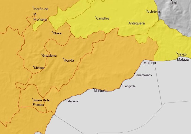 El aviso naranja por lluvias se extiende a la Costa del Sol para este miércoles