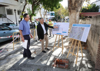Marbella realiza obras de mejora de accesibilidad y la movilidad peatonal en la avenida de la Constitución de San Pedro
