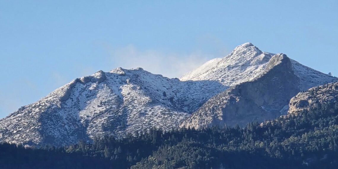 Cae la primera gran nevada en la Sierra de las Nieves y sus cumbres se tiñen de blanco