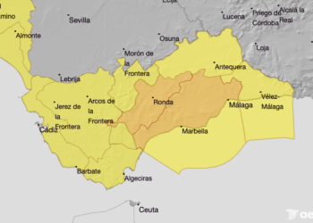 Aviso naranja por fuertes lluvias y viento en la Costa del Sol este fin de semana