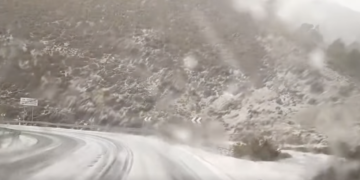 Una fuerte granizada sorprende a los conductores de la A-397 que une a Ronda con San Pedro