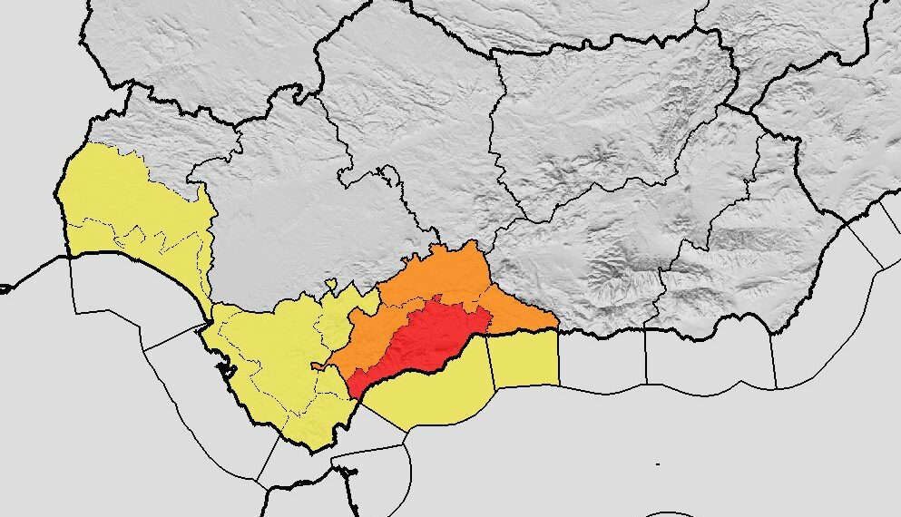 Aemet eleva el aviso a rojo por fuertes lluvias en la Costa del Sol