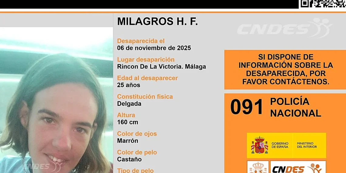 Denuncian la desaparición de Milagros, una joven de 25 años, en Rincón de la Victoria