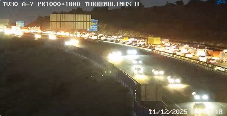 Un accidente en la AP-7 por Torremolinos genera hasta 4 kilómetros de retenciones a primera hora