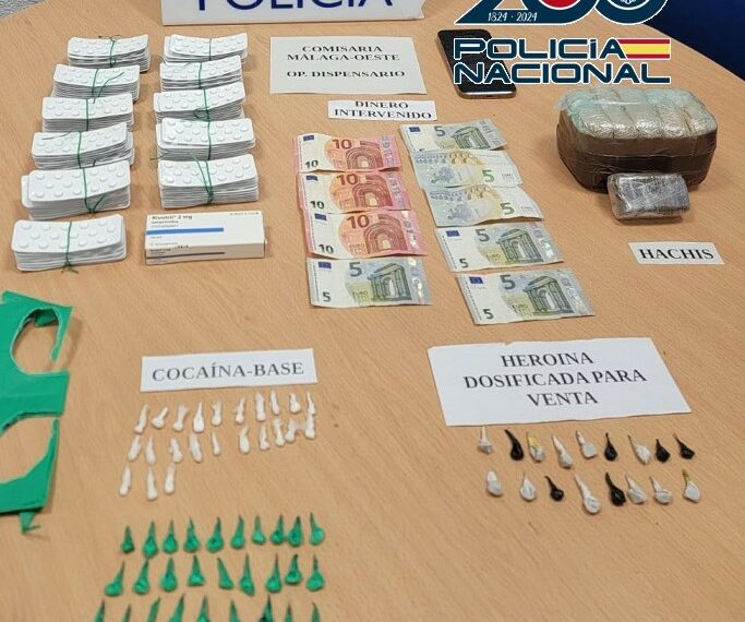 Desarticulado un inmueble en el distrito norte de Málaga que acogía un dispensario de sustancias estupefacientes