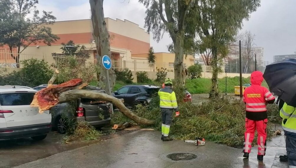 Bomberos trabajan en más de una veintena de incidencias por el temporal en Málaga