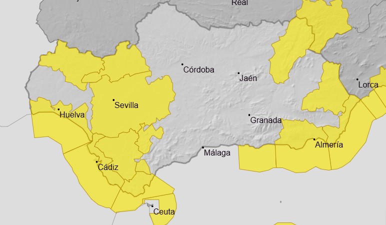 Una nueva borrasca vuelve a activar los avisos amarillos por lluvias y vientos en Andalucía