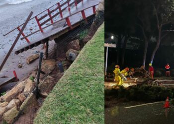 Primeros estragos del temporal en Mijas: Senda Litoral dañada, desprendimientos y árboles caídos