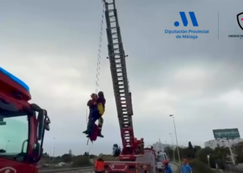 El surrealista rescate en Estepona a una conductora atrapada en el río Guadalmansa