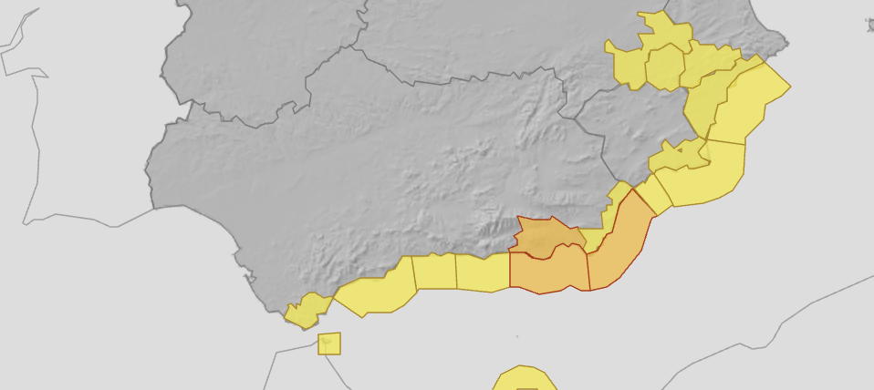 La Aemet activa aviso amarillo por fenómenos costeros en la Costa del Sol