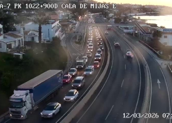 Un herido en otro accidente que ha paralizado el tráfico en la A-7 por La Cala de Mijas