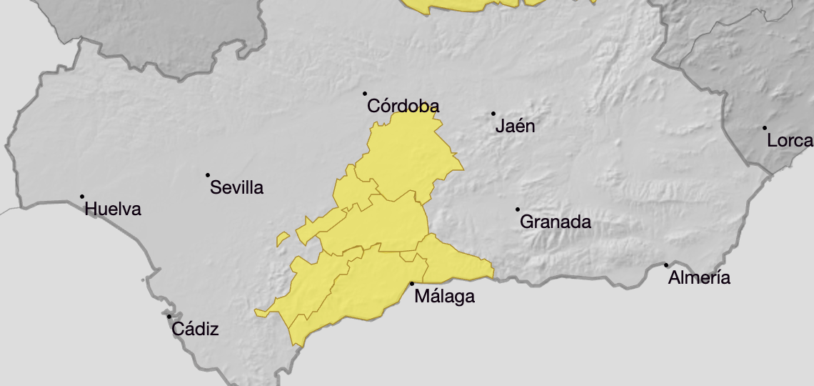 Vuelven los avisos amarillos a la Costa del Sol: Aemet prevé lluvias y tormentas para este miércoles