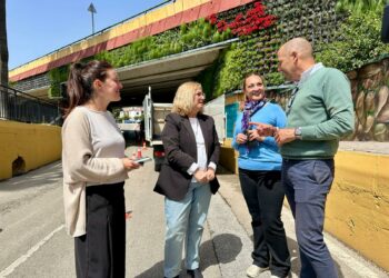 Renovado el jardín vertical del puente de la avenida de Finlandia, en Los Pacos