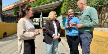 Renovado el jardín vertical del puente de la avenida de Finlandia, en Los Pacos