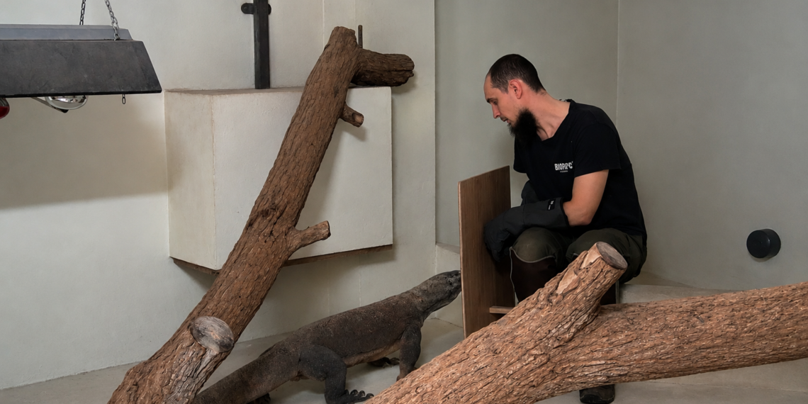 El equipo de veterinaria y herpetología de Bioparc Fuengirola realiza con éxito una ecografía preventiva a Ora, una dragón de Komodo de 16 años