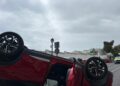Tres personas trasladadas al Hospital Costa del Sol tras un aparatoso accidente por el puente Cristo del Amor