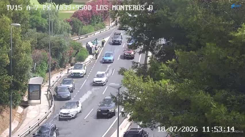 Un siniestro complica la circulación en la A-7 a la altura de Los Monteros en Marbella