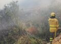 Dos autobombas continúan las labores de extinción en el incendio forestal de Benahavís