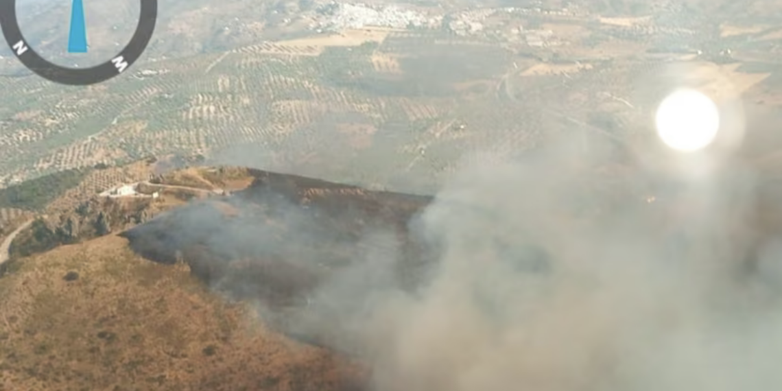 Estabilizado el incendio forestal declarado en el paraje Cerro del Águila de Colmenar (Málaga)