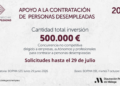 Diputación amplía hasta el 29 de julio la convocatoria de las líneas de ayuda para la contratación de personas desempleadas