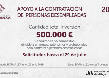 Diputación amplía hasta el 29 de julio la convocatoria de las líneas de ayuda para la contratación de personas desempleadas