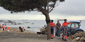 Ceuta renueva el dispositivo de limpieza en la Playa del Trampolín después del parón por seguridad