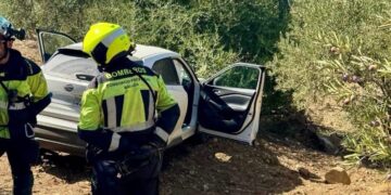 Dos personas resultan heridas tras caer un coche por un terraplén en Álora