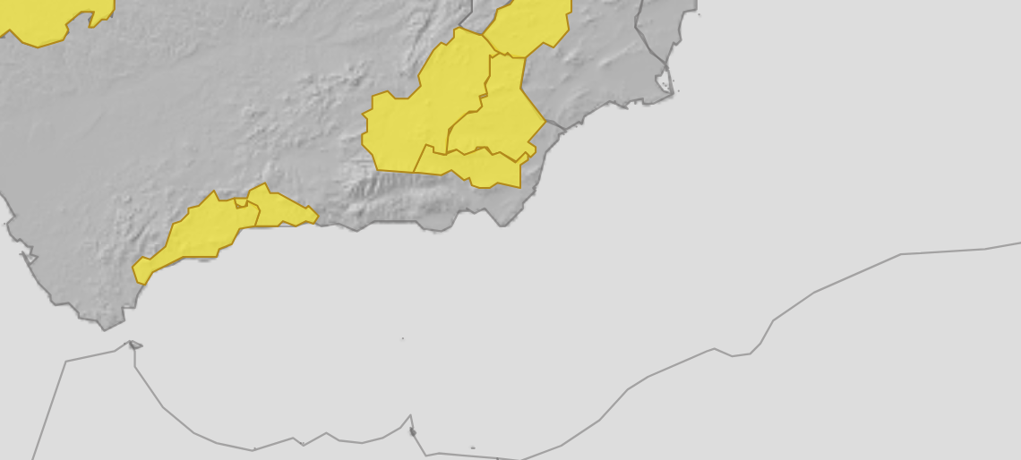 La Costa del Sol, en aviso amarillo por lluvias y tormentas este domingo
