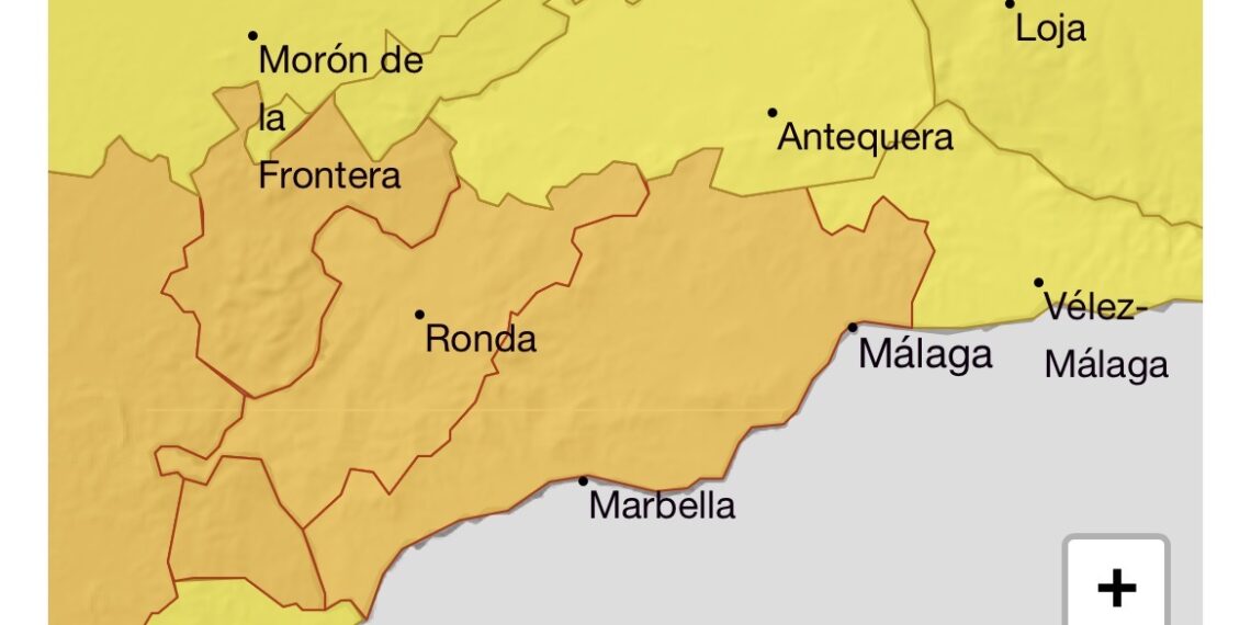 La AEMET activa el aviso naranja por lluvias en la Costa del Sol hasta las 21:59 horas