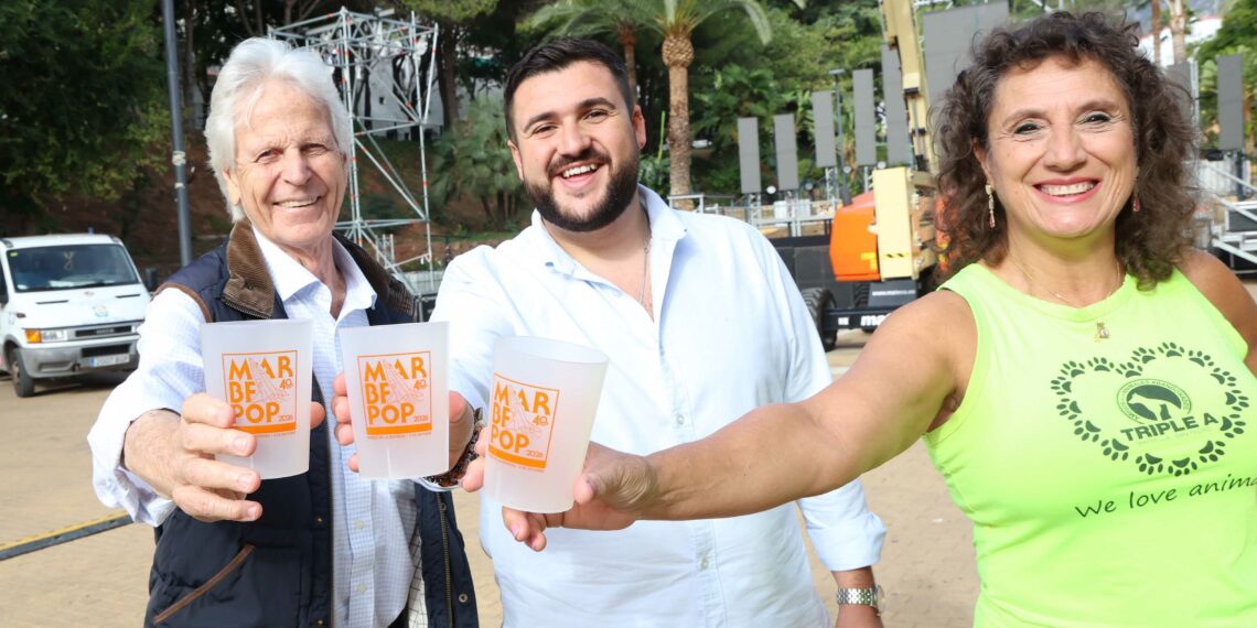 El Festival Marbepop, que conmemora mañana su 40 aniversario, destinará los fondos recaudados con sus ecovasos solidarios a la Asociación Triple A